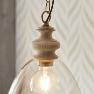 Pendant Light Endon Cotswold Brass Wood Glass Ø29 cm E27 Dimmable small 6