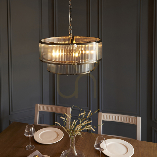 Check Pendant Light Endon Ridgeton Brass 5-Light E14 50 cm Steel Glass