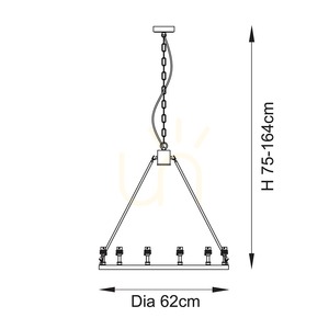 Endon Chester 111202 Chandelier, Aged Brass, 6×B22, 62 cm, Fitting Only small 8