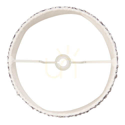 Check Lampshade Endon Leaf Pearl Grey Fabric E27 35 cm