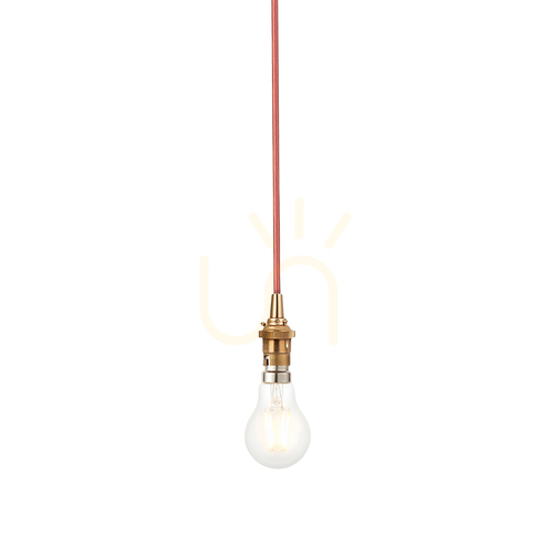Check Endon Eltham 111512 pendant cable set, aged brass and red cable, B22