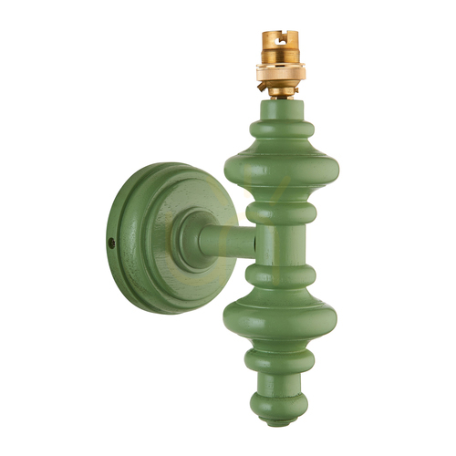 Check Wall Lamp Endon Carnaby Green Wood Steel Brass B22 Dimmable