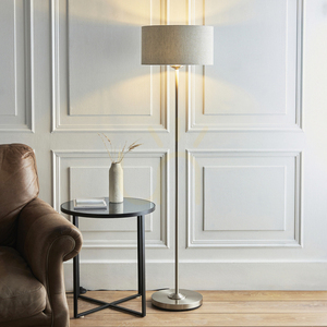Endon Highclere 112232 floor lamp, brushed chrome and natural linen, E27, 150 cm small 1