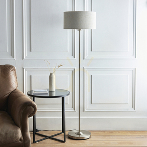 Endon Highclere 112232 floor lamp, brushed chrome and natural linen, E27, 150 cm small 2