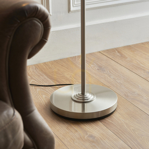 Endon Highclere 112232 floor lamp, brushed chrome and natural linen, E27, 150 cm small 6