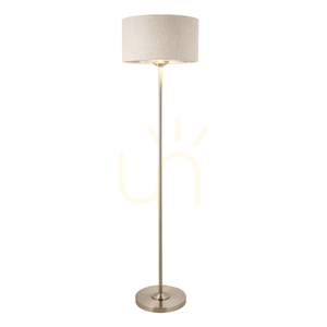 Endon Highclere 112232 floor lamp, brushed chrome and natural linen, E27, 150 cm small 0