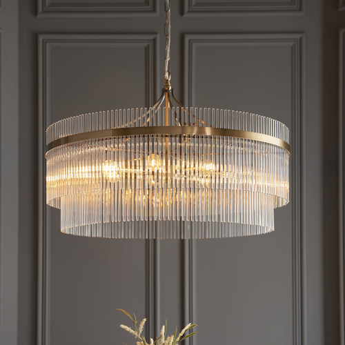Check Endon Marietta Grand Brass 7 Light Pendant Lamp 70cm