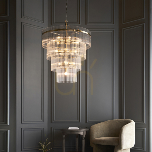 Check Endon Marietta Brass 16-Light Pendant Light 70cm Steel Glass