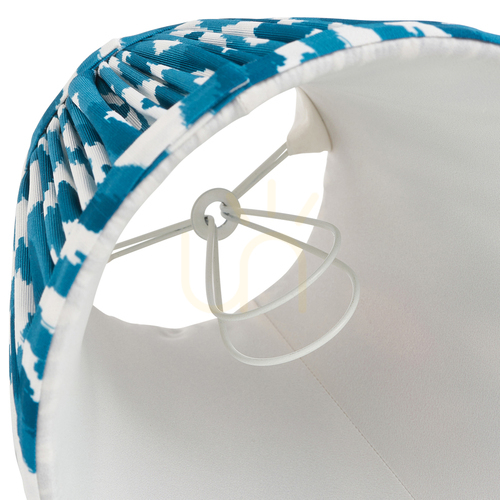Check Endon Ikat Marlin Blue Fabric Lampshade, 16 cm