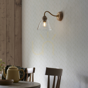 Endon Cotswold Brass Wall Light E14 Dimmable Steel Wood Glass small 2