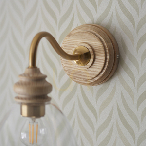 Endon Cotswold Brass Wall Light E14 Dimmable Steel Wood Glass small 7