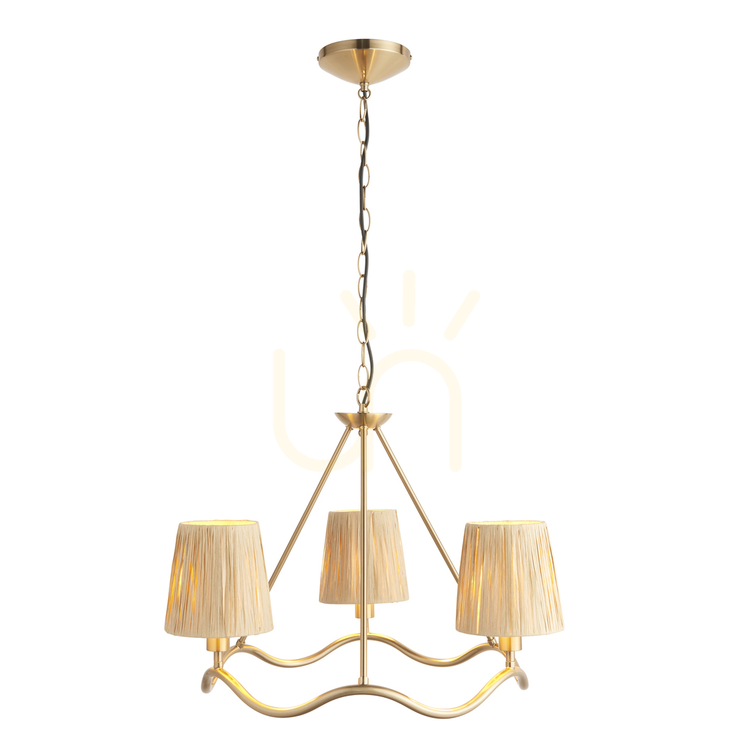 View Endon Brass 3-Light Pendant Lamp Natural Fibre 60.5cm E14 Dimmable Endon Brass 3-Light Pendant Lamp Natural Fibre 60.5cm E14 Dimmable