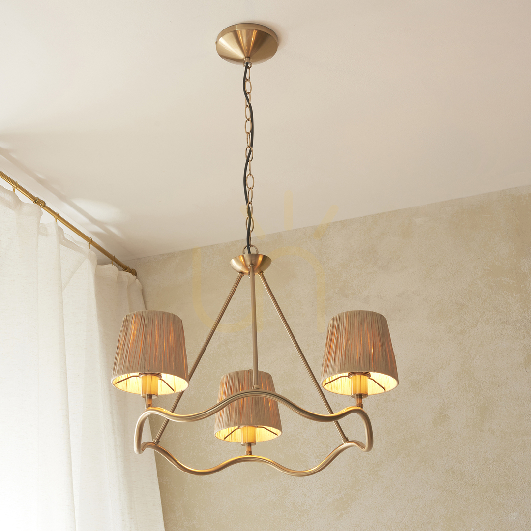 Display Endon Brass 3-Light Pendant Lamp Natural Fibre 60.5cm E14 Dimmable Endon Brass 3-Light Pendant Lamp Natural Fibre 60.5cm E14 Dimmable