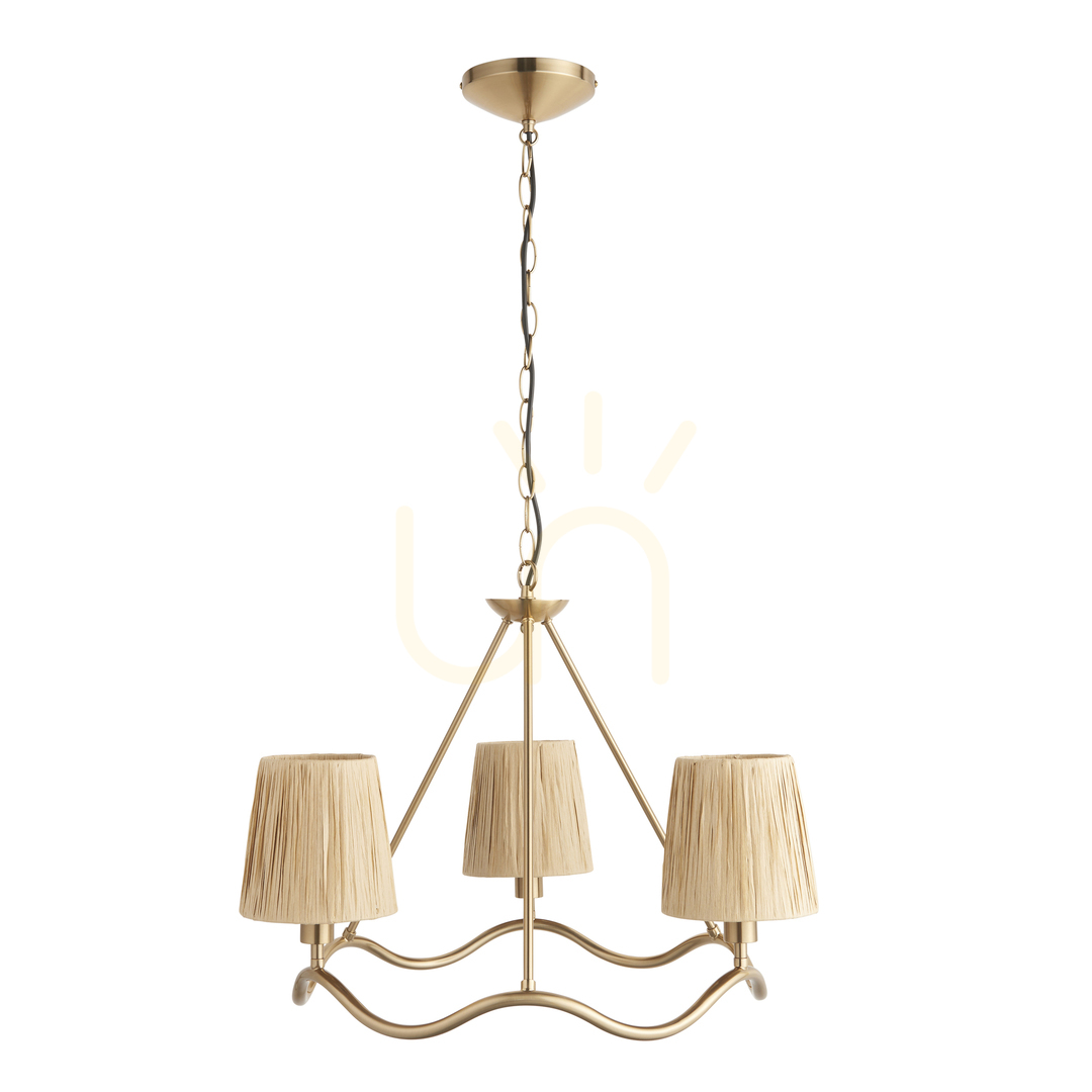 Display Endon Brass 3-Light Pendant Lamp Natural Fibre 60.5cm E14 Dimmable Endon Brass 3-Light Pendant Lamp Natural Fibre 60.5cm E14 Dimmable