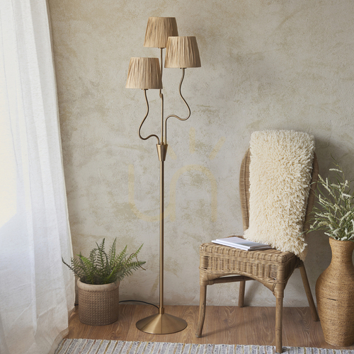 Check Wriggle Brass Endon Standing Lamp