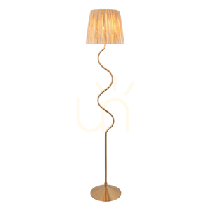 Endon Wriggle Raffia Floor Lamp, Brass, E27 small 0