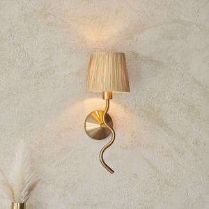 Endon Brass Natural Fibre E14 Dimmable Wall Light small 2