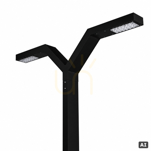 Check Trysil 1006BL Twin-Arm LED Garden Lantern 263 cm, Black RAL 9005, DALI2, NORLYS