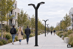 Lighting pole TRYSIL 1024BL black double LED 34W 3000K 350 cm Norlys small 1