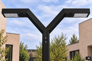 TRYSIL 1030BL park lantern black 350 cm integrated pole double LED 23.3W 3000K IP65 DALI2 NightDim NORLYS small 3