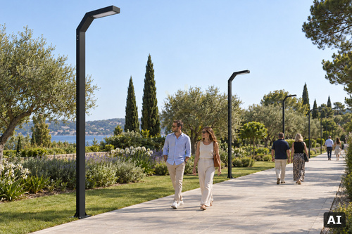 Check Trysil 1085BL LED Lighting Pole 4 m, Single-Arm, Black, Dimmable NORLYS