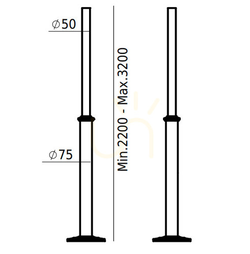 Check NORLYS Light Pole, Gray (RAL 9006), 2.2–3.2 m, 1270AL