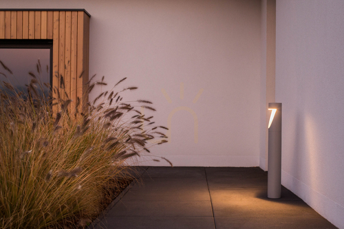 Check Norlys Oppland 1324AL LED bollard light, 85 cm, light grey RAL 9006, 3000 K, DALI2