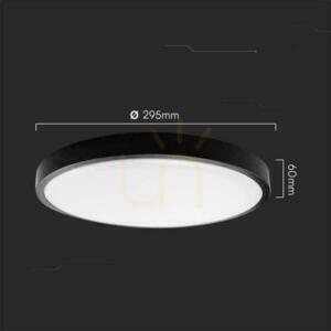 Plafond V-TAC 24W LED round 30cm surface-mounted IP44 black VT-8624B 6500K 2500lm small 3