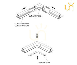 L 90° switch for flush-mounted magnetic rail LUNA-MAG white - LUNA-LSPw90-H - LUNARES small 2