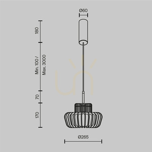 Black LED Pendant Light Maytoni Namiki MOD465PL-L12BK2 14 W, 26.5 cm small 7