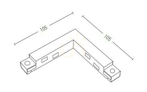 Check White corner adaptor for 48 V magnetic tracks Zambelis 20104-W, 10.5 cm