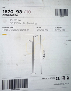 VIBIA PIN floor lamp 167093/10 white 2700K small 1