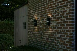 Lutec MIKA 5117201012 outdoor wall light, up/down 2 × GU10 max 14 W + LED stripe, IP54, matt black, 19 × 7.9 × 6.8 cm small 2