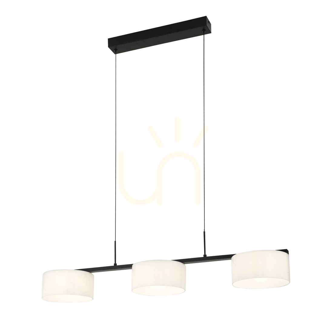 Italux Austis LED 3-Light Pendant Lamp Black Glass PND-02836-3-BK