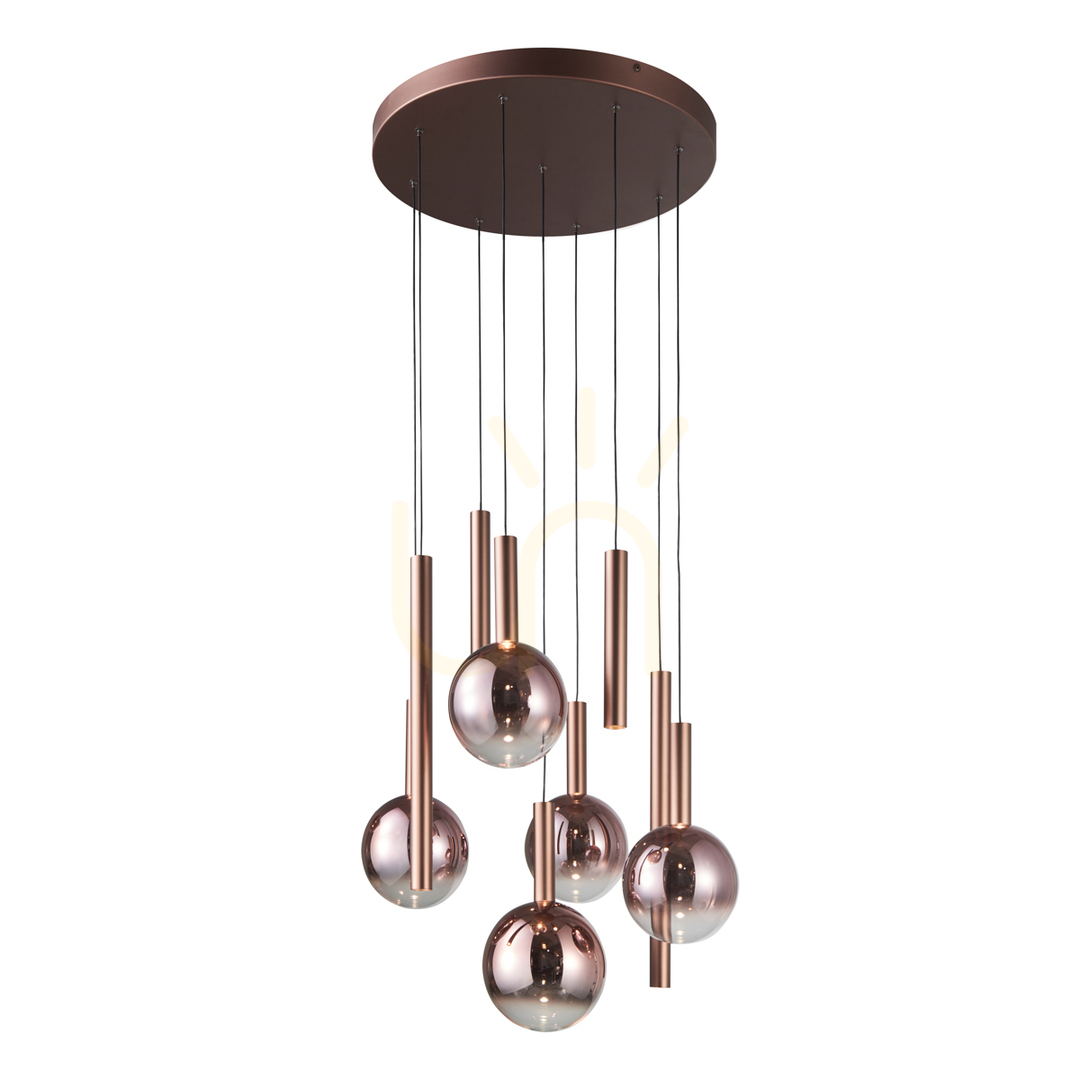 Italux Camino LED Pendant Light Copper 9-Light PND-24038-9A-COPP