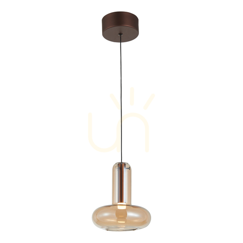 Check Italux LED Pendant Light Amber Copper Glass 18 cm PND-24011-1-COPP