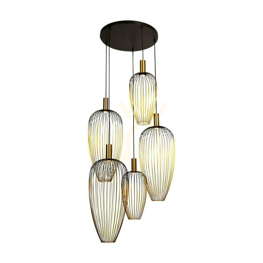 Lucide AURELIE Gold Metal 5-Light Pendant Lamp 21442/15/10