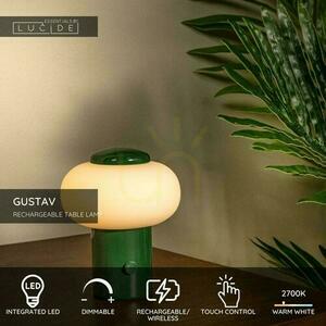 Lucide Gustav Green Glass LED Table Lamp 44520/01/33 small 3