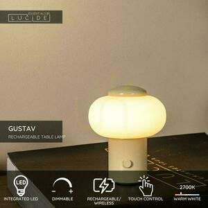 Lucide GUSTAV Cream Rechargeable LED Table Lamp 0.8 W 2700 K Touch Dimmable Ø 8 cm 44520/01/38 small 3