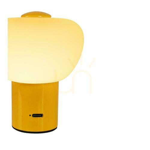 Check Lucide GUSTAV 44521/01/34 rechargeable table lamp, yellow, LED 2700 K, Ø8 cm