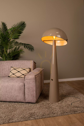 Check Lucide BARONE taupe floor lamp with gold accent, 142 cm, E27, 65702/01/41