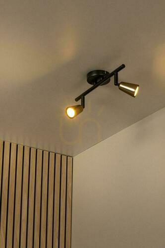 Check Lucide TIANA Champagne and Black Metal Wall Spotlight, 2×GU10, 65901/02/05