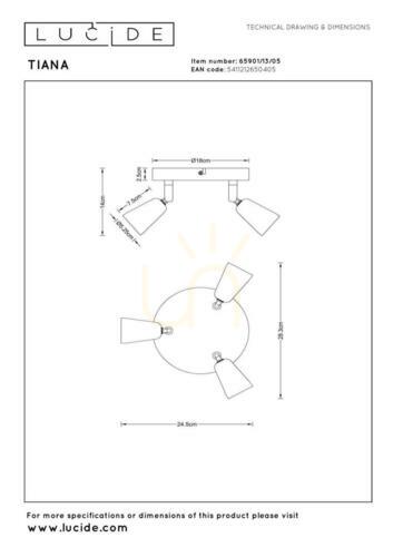Check Champagne ceiling spotlight Lucide TIANA 65901/13/05 3×GU10 max. 25 W