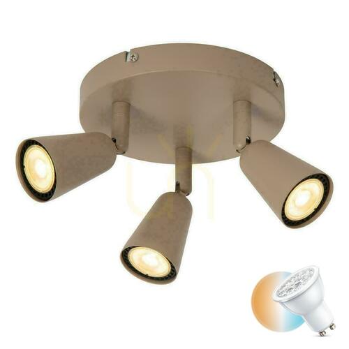 Check Lucide TIANA Taupe 3-Light Ceiling Spotlight GU10 65901/13/41