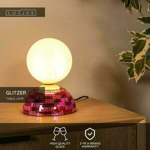 Lucide GLITZER Table Lamp with Pink Base, Glass and Metal, Ø14 cm, G9 10527/01/66 small 3