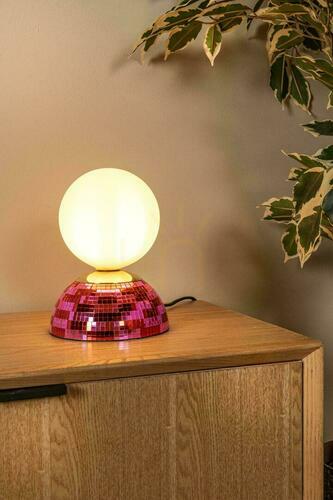 Check Lucide GLITZER Table Lamp with Pink Base, Glass and Metal, Ø14 cm, G9 10527/01/66