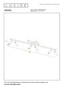 Lucide KEONI Beige Aluminum Ceiling Light 6x G9 118 cm 09943/06/41 small 5