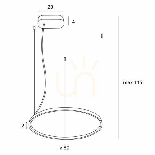 Check Pendant Light Max Light Visual Horizontal 28W 80cm Black 3000K P0658