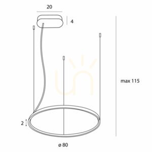 Pendant Light Max Light Visual Horizontal 28W 80cm Black 3000K P0658 small 0