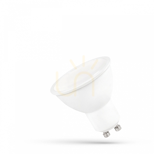 Check LED GU10 230V 9W Smd WW Light Bulb With Milky Glass White Spectrum.